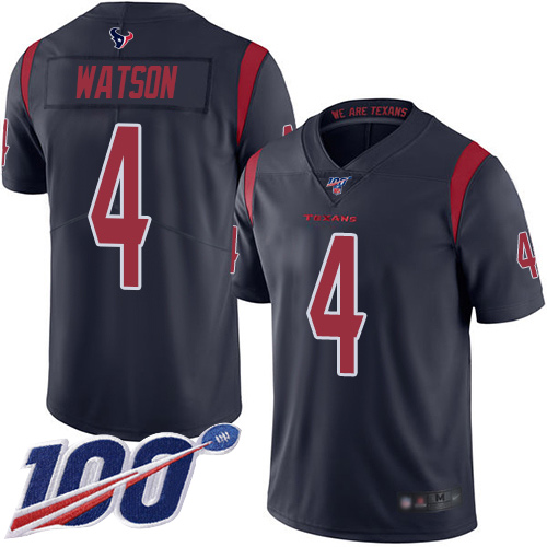 Houston Texans Limited Navy Blue Men Deshaun Watson Jersey NFL Football #4 100th Season Rush Vapor Untouchable->women nfl jersey->Women Jersey